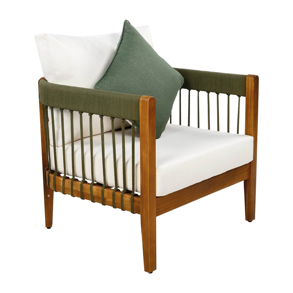 Acacia Wood Outdoor Club Chair With Handwoven Rope - Lunara - Sleep Galleria