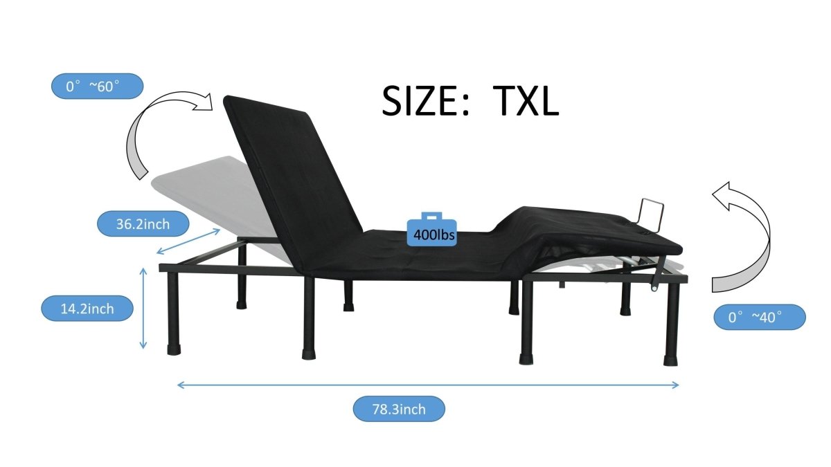 Electric Adjustable Steel Twin XL Bed Base Frame - Sleep Galleria