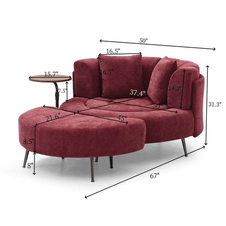 Extra Large Chenille Barrel Chair With Ottoman - Sleep Galleria