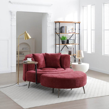 Extra Large Chenille Barrel Chair With Ottoman - Sleep Galleria