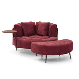 Extra Large Chenille Barrel Chair With Ottoman - Sleep Galleria