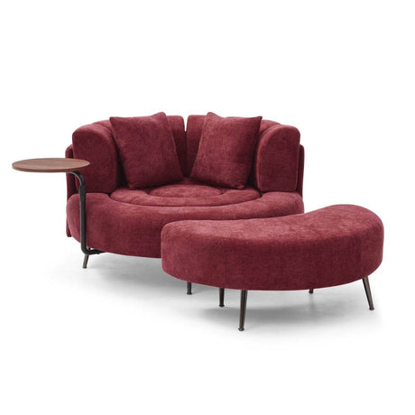 Extra Large Chenille Barrel Chair With Ottoman - Sleep Galleria