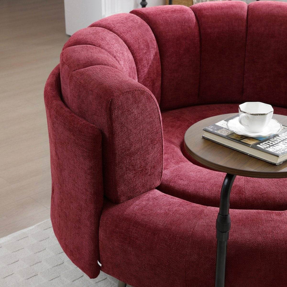 Extra Large Chenille Barrel Chair With Ottoman - Sleep Galleria