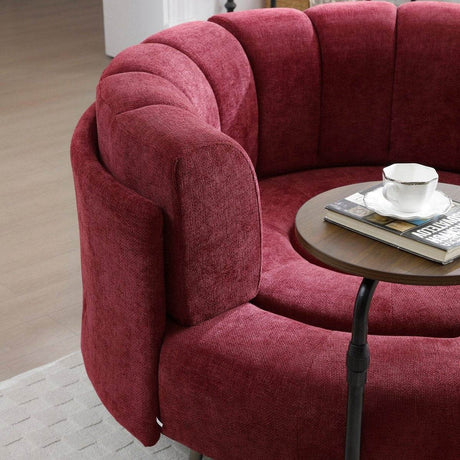 Extra Large Chenille Barrel Chair With Ottoman - Sleep Galleria