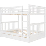 Full-Over-Full Solid Wood White Bunk Bed With Drawers - Sleep Galleria