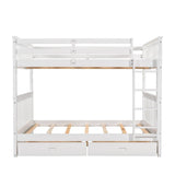 Full-Over-Full Solid Wood White Bunk Bed With Drawers - Sleep Galleria