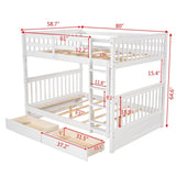 Full-Over-Full Solid Wood White Bunk Bed With Drawers - Sleep Galleria