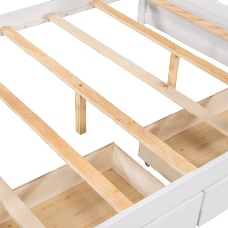 Full - Over - Full Solid Wood White Bunk Bed With Drawers - Lunara - Sleep Galleria