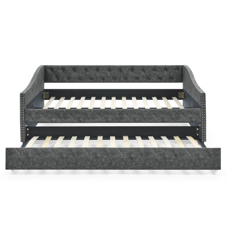 Full Size Upholstered Tufted Daybed With Trundle - Lunara - Sleep Galleria