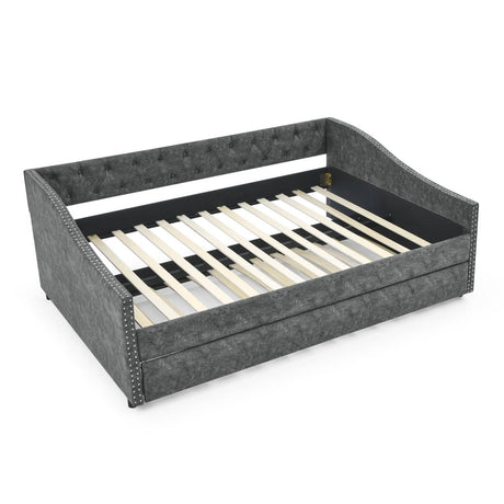 Full Size Upholstered Tufted Daybed With Trundle - Lunara - Sleep Galleria