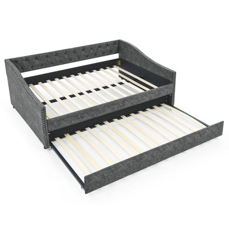 Full Size Upholstered Tufted Daybed With Trundle - Lunara - Sleep Galleria