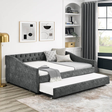 Full Size Upholstered Tufted Daybed With Trundle - Lunara - Sleep Galleria