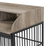 Furniture-Style Gray Engineered Wood Dog Crate With Wheels - Sleep Galleria
