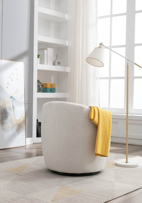 Ivory Teddy Fabric Upholstered Swivel Accent Armchair - Sleep Galleria