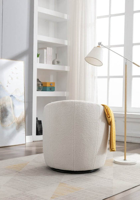 Ivory Teddy Fabric Upholstered Swivel Accent Armchair - Sleep Galleria