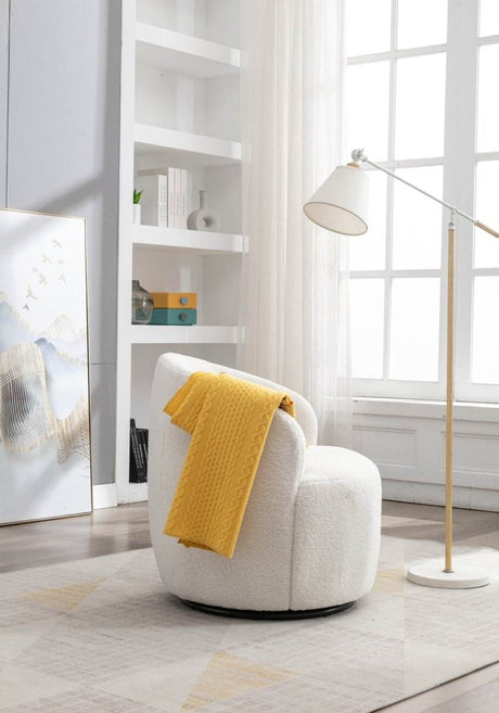 Ivory Teddy Fabric Upholstered Swivel Accent Armchair - Sleep Galleria