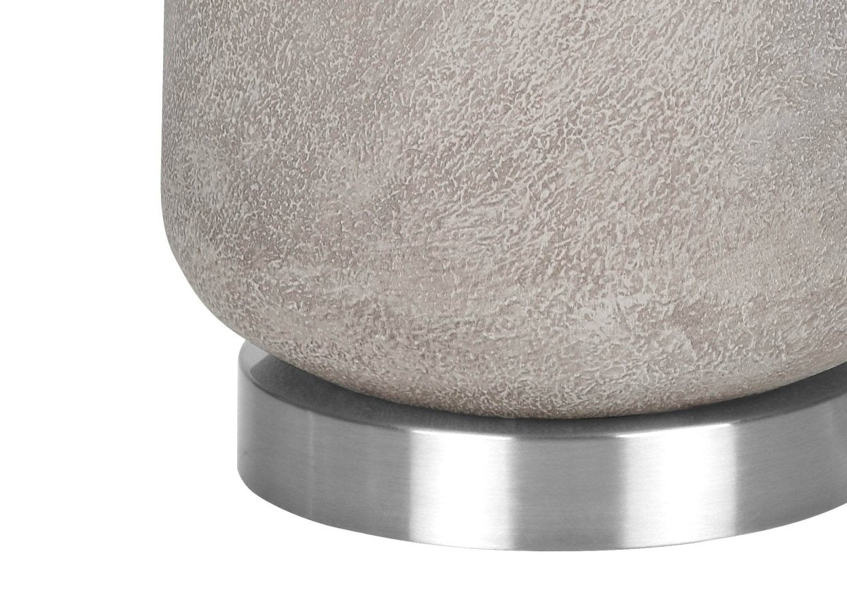 Modern Grey Resin Table Lamp With Ivory Shade - Lunara - Sleep Galleria
