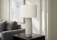 Modern Grey Resin Table Lamp With Ivory Shade - Lunara - Sleep Galleria