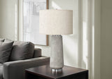 Modern Grey Resin Table Lamp With Ivory Shade - Lunara - Sleep Galleria