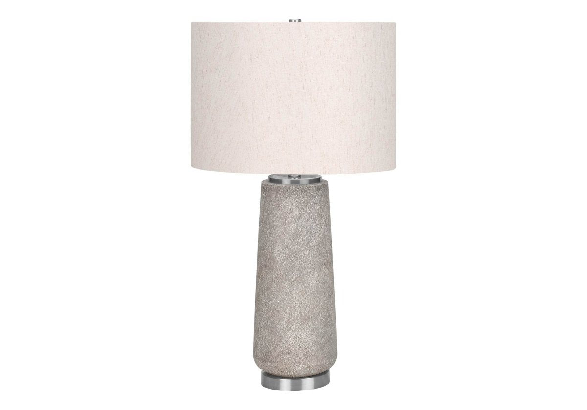 Modern Grey Resin Table Lamp With Ivory Shade - Lunara - Sleep Galleria