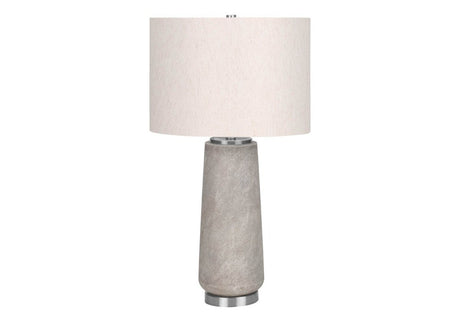 Modern Grey Resin Table Lamp With Ivory Shade - Sleep Galleria