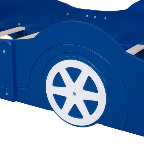 Race Car Twin Platform Bed With Safety Rails - Lunara - Sleep Galleria