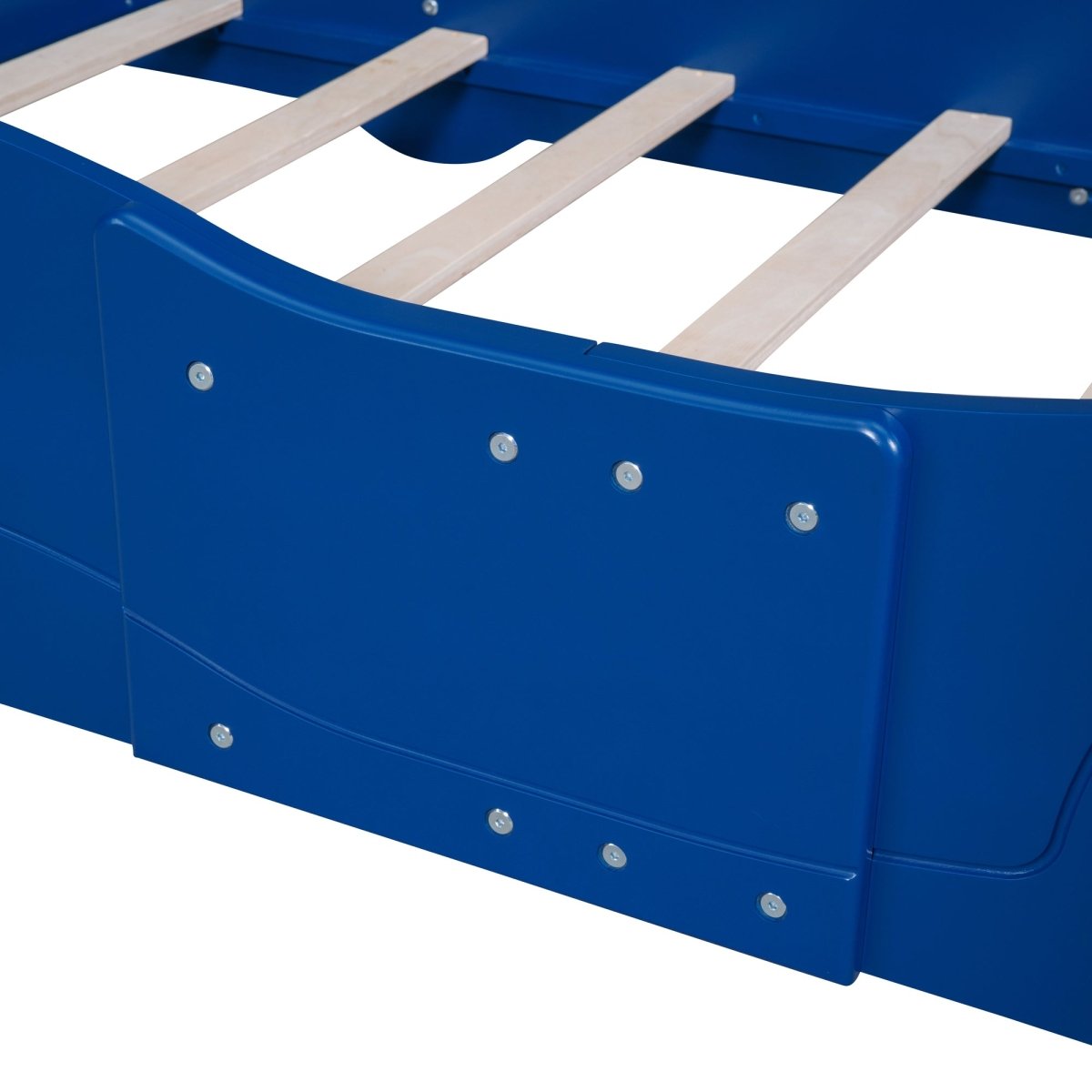 Race Car Twin Platform Bed With Safety Rails - Lunara - Sleep Galleria