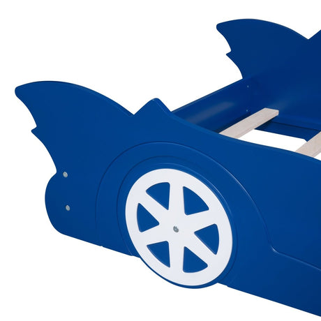Race Car Twin Platform Bed With Safety Rails - Lunara - Sleep Galleria