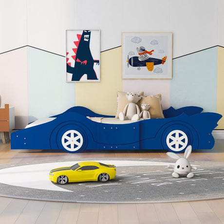 Race Car Twin Platform Bed With Safety Rails - Lunara - Sleep Galleria