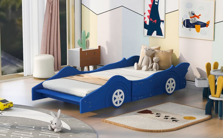 Race Car Twin Platform Bed With Safety Rails - Lunara - Sleep Galleria