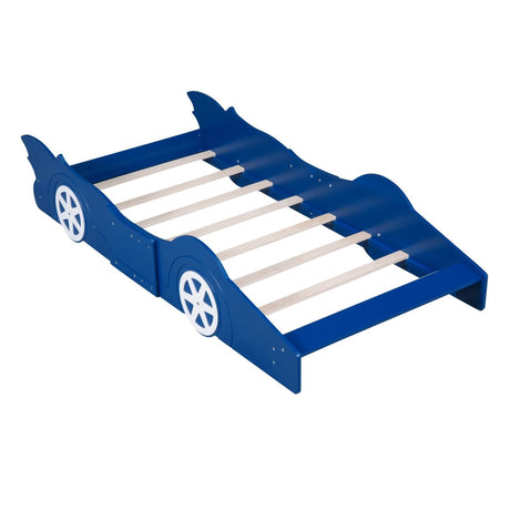 Race Car Twin Platform Bed With Safety Rails - Lunara - Sleep Galleria