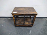 Rustic Brown Furniture Dog Crate With Rolling Casters - Sleep Galleria