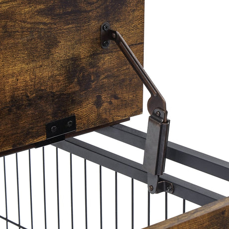 Rustic Brown Furniture Dog Crate With Rolling Casters - Sleep Galleria