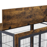 Rustic Brown Furniture Dog Crate With Rolling Casters - Sleep Galleria
