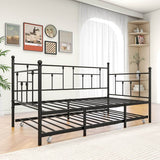 Twin Metal Day Bed Frame With Adjustable Trundle - Sleep Galleria
