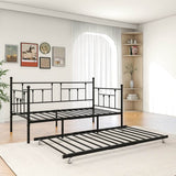 Twin Metal Day Bed Frame With Adjustable Trundle - Sleep Galleria