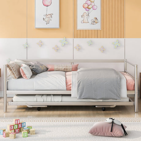 Twin Metal Daybed With Adjustable Pop - Up Trundle - Lunara - Sleep Galleria