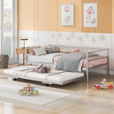 Twin Metal Daybed With Adjustable Pop - Up Trundle - Lunara - Sleep Galleria