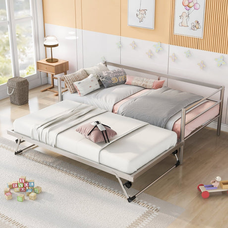 Twin Metal Daybed With Adjustable Pop - Up Trundle - Lunara - Sleep Galleria