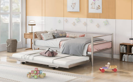 Twin Metal Daybed With Adjustable Pop - Up Trundle - Lunara - Sleep Galleria