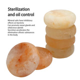 Set Of 6 Hand-Carved Pink Salt Crystal Massage Stones - Sleep Galleria