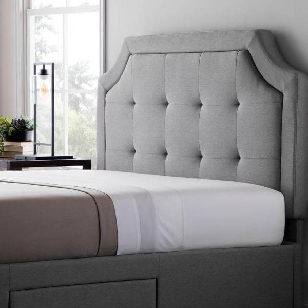Malouf Furniture Queen / Stone / FREE Nationwide Curbside Delivery Carlisle Upholstered Headboard