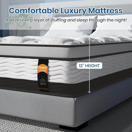 12 - Inch Cooling Gel Hybrid Mattress - Maxzzz - Sleep Galleria
