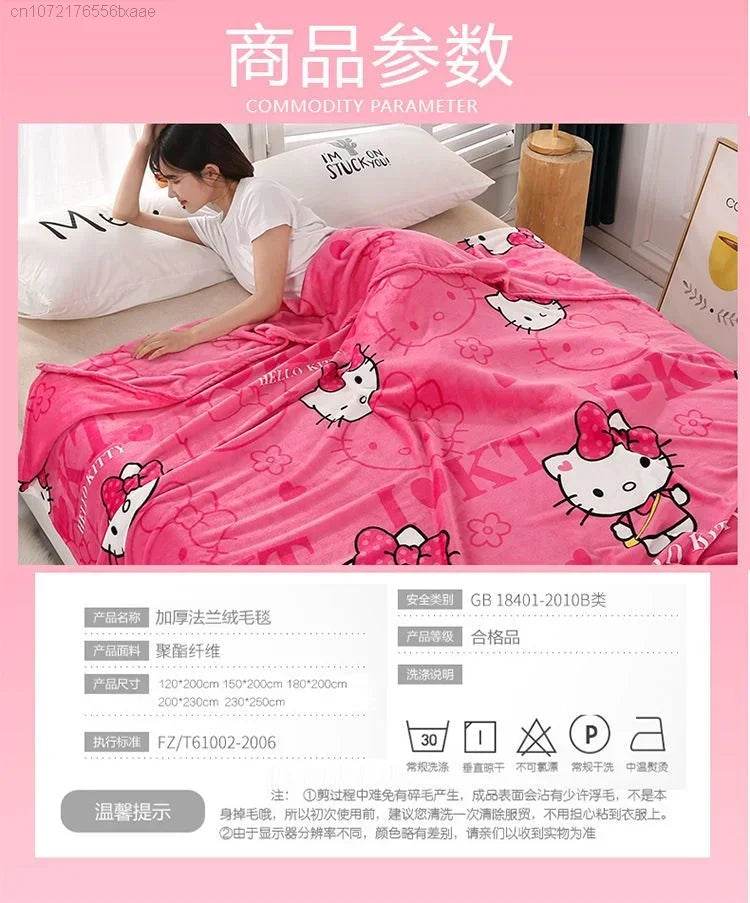 Hello Kitty Plush Cartoon Coral Fleece Blanket - MINISO - Sleep Galleria
