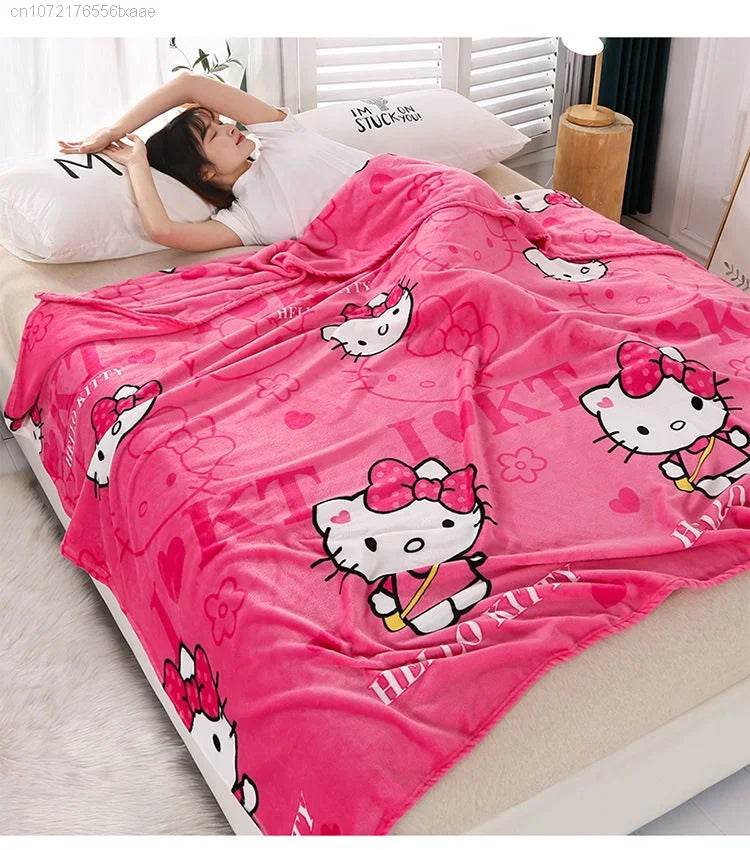 Hello Kitty Plush Cartoon Coral Fleece Blanket - MINISO - Sleep Galleria