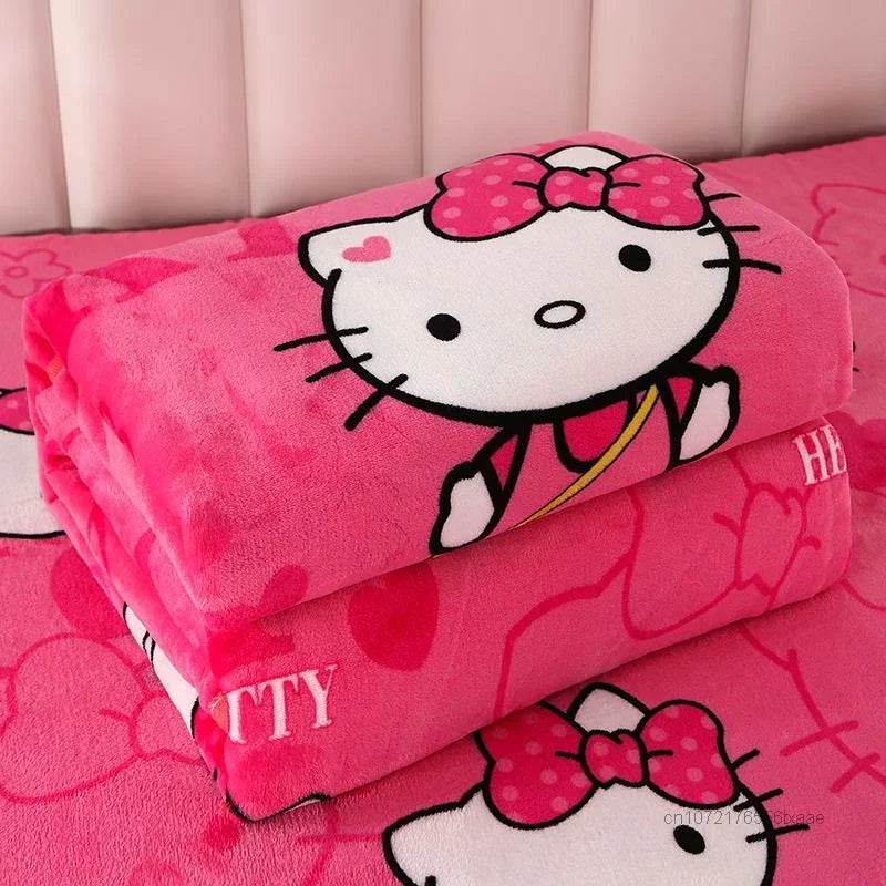 Hello Kitty Plush Cartoon Coral Fleece Blanket - MINISO - Sleep Galleria