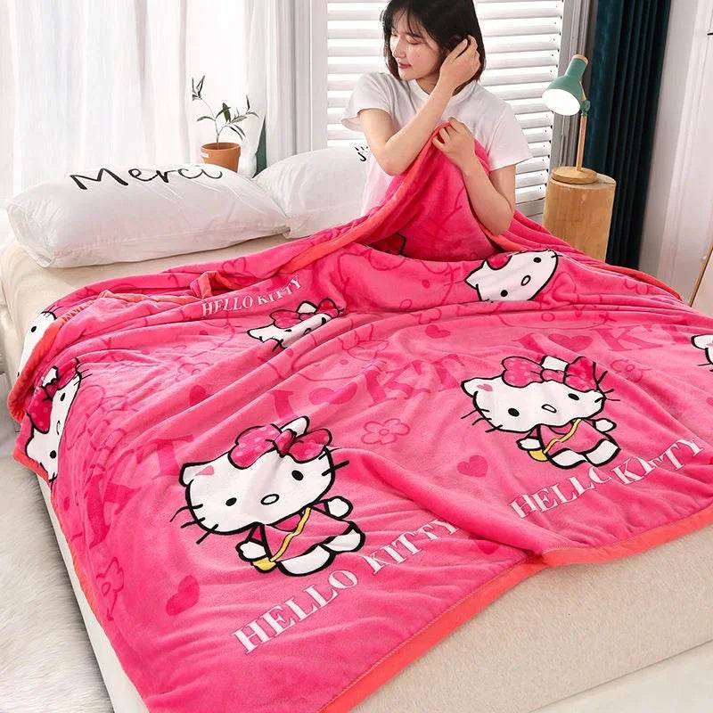 Hello Kitty Plush Cartoon Coral Fleece Blanket - MINISO - Sleep Galleria