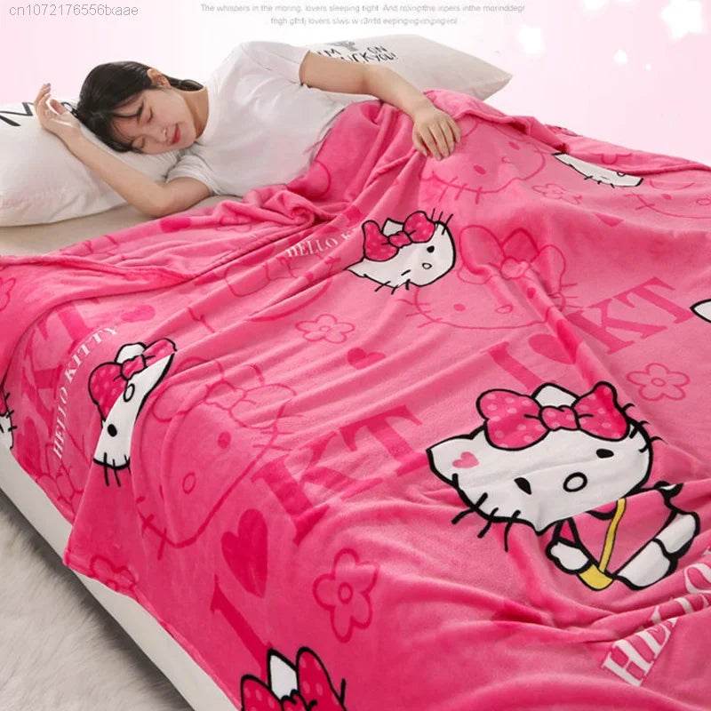 Hello Kitty Plush Cartoon Coral Fleece Blanket - MINISO - Sleep Galleria