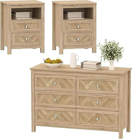 3-Piece Engineered Wood Bedroom Dresser And Nightstand Set - Sleep Galleria