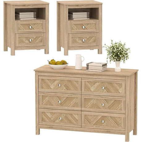 3-Piece Engineered Wood Bedroom Dresser And Nightstand Set - Sleep Galleria